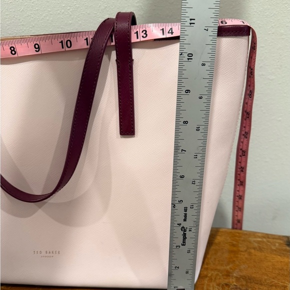 Ted Baker London Pink and Burgundy Floral Tote Bag Rose Gold Accents - Picture 5 of 16